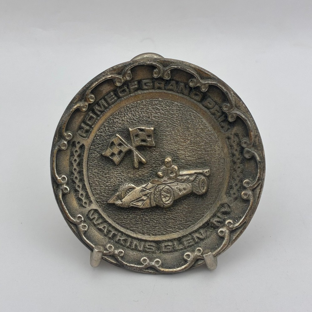 Colonial Pewter Watkins Glen NY Home of Grand Prix Miniature Plate 2 inch